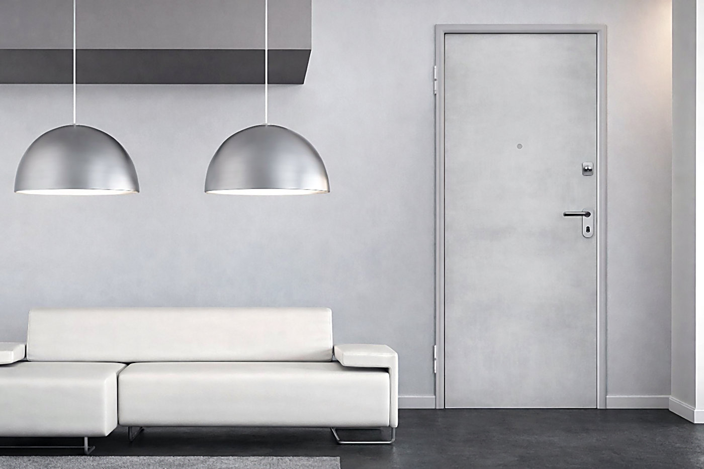 Ușă premium cu mâner negru într-un interior minimalist elegant Entrex Hub
